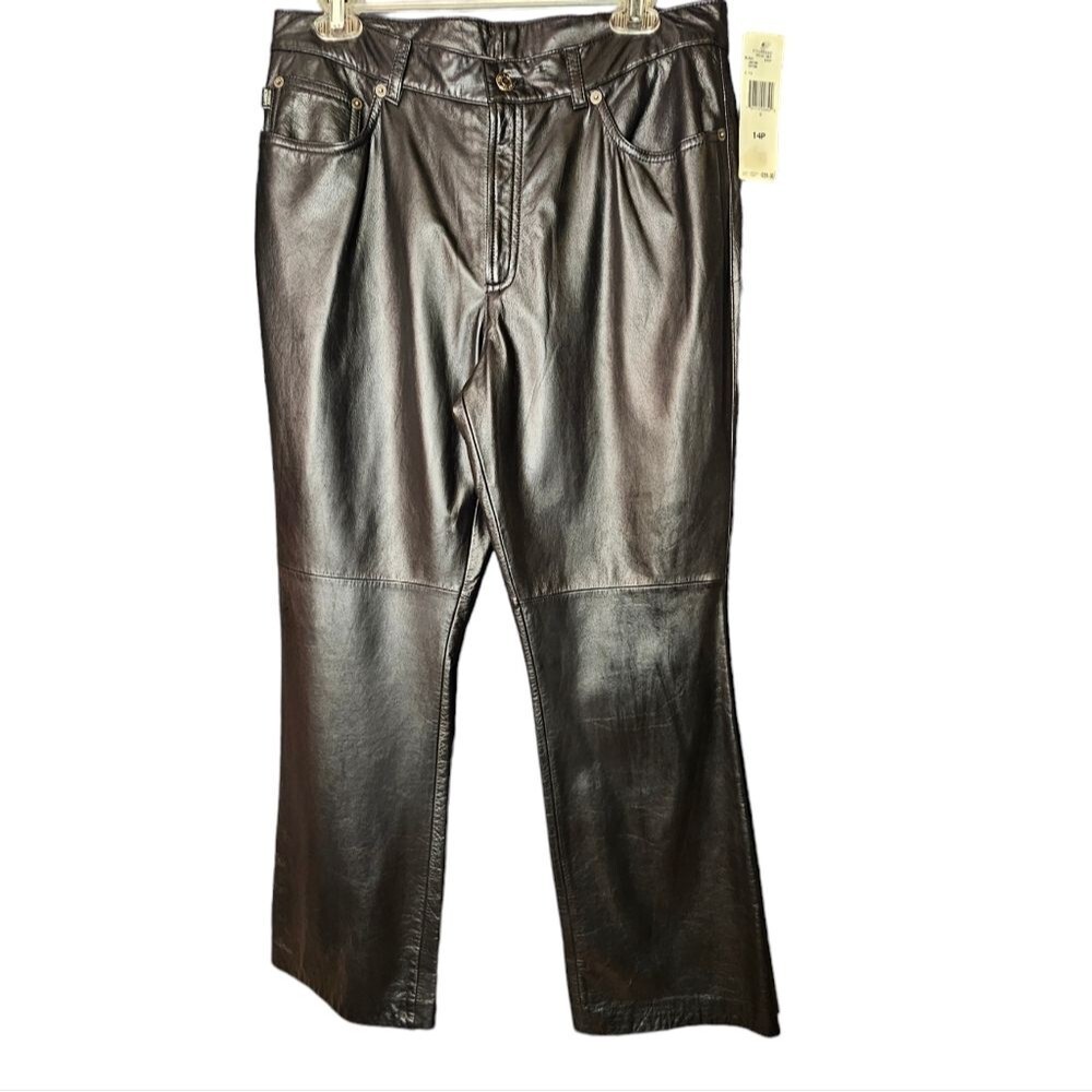 NWT Lauren Jean Co. Ralph Lauren Black Leather Size 14P